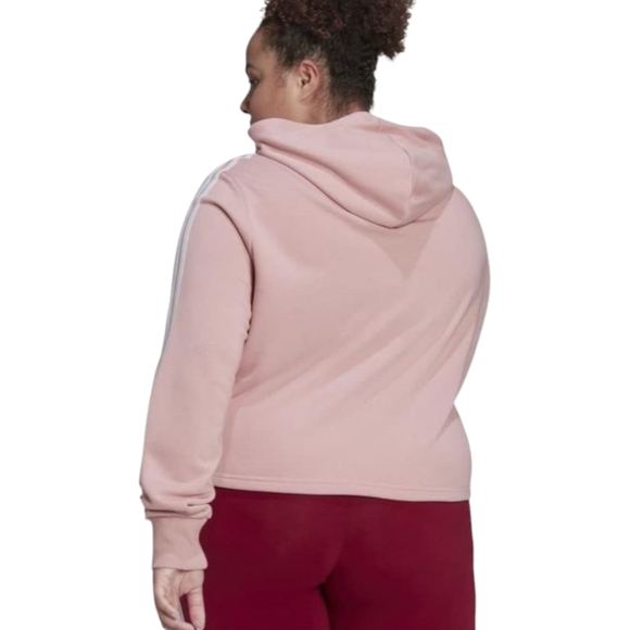 Adidas Women's Essentials Pink Cropped Hoodie Plus Size - Picture 4 of 10
